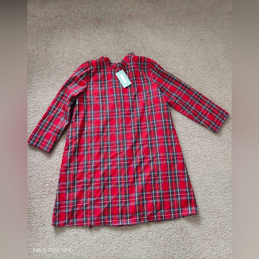 NWT Women's Fall Bow Tie Dress Casual Mini Dress Ruffle Mock Neck Long Sleeve - Picture 4 of 10